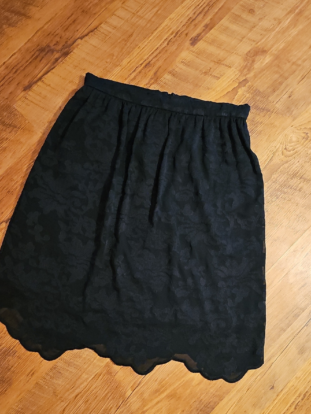 Cremieux Black Lace Scalloped Mini Skirt